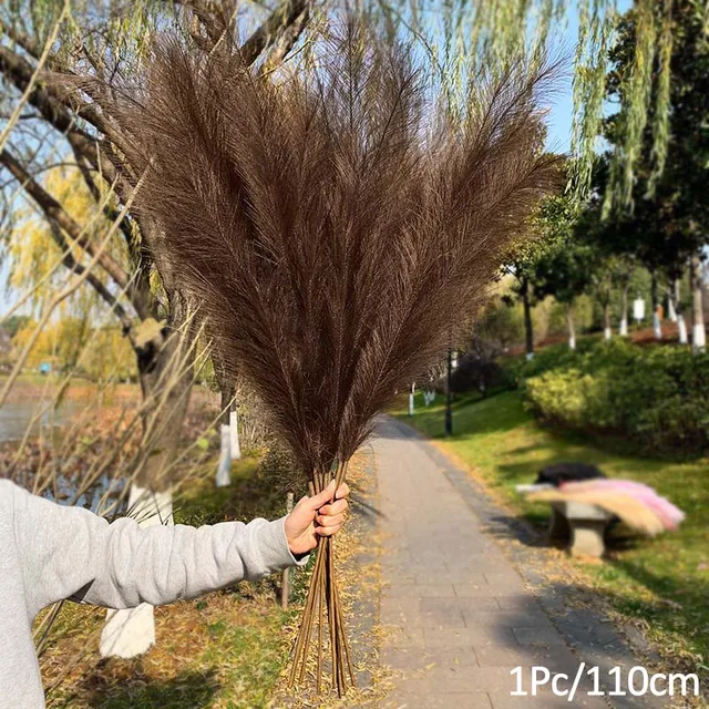 1Pcs Artificial Pampas Grass Home Room Decor Simulation Reed Flower Bouquet DIY Wedding Decoration Birthday Party Supplies 110cm-E