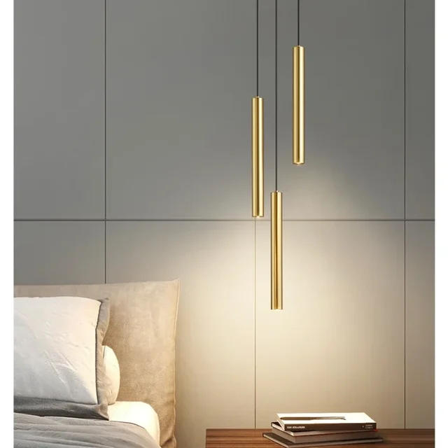 Minimalist Modern Spotlight Pendant Lights For Bedroom Dining Living Room Chandelier Long Tube Bedside Pendant Lamp Luminaires 2