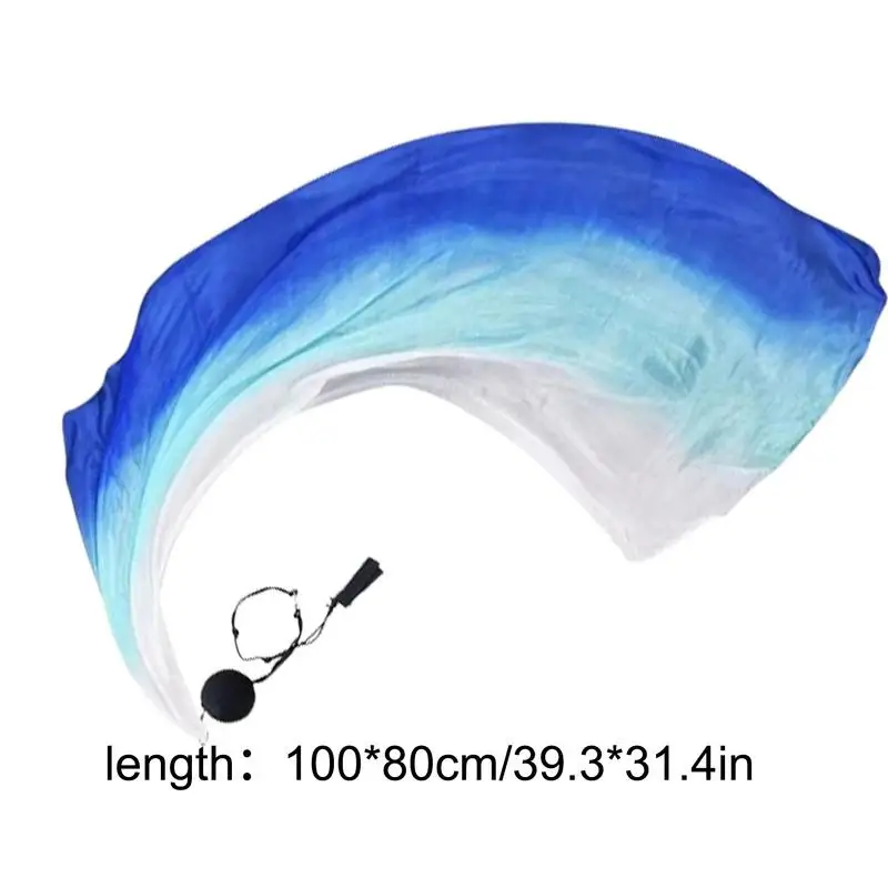 Belly Dance Veil Silk Colorful Silk Flag Ribbon Streamer Gradual Colors Elegant Silk Flag Ribbon With Poi Ball For Dance Flow 6