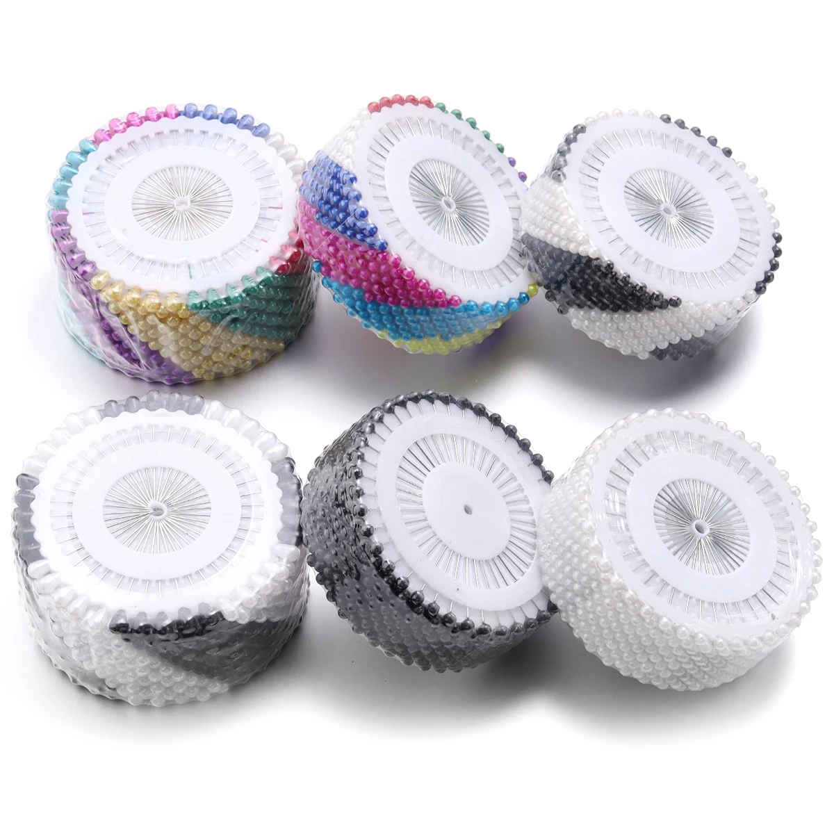 12세트/로트 38mm 40mm 다채로운 색상의 바느질 바늘 직선핀 원형 패키지 핀 스티치 뜨개질 DIY 바느질용 고정 안전핀