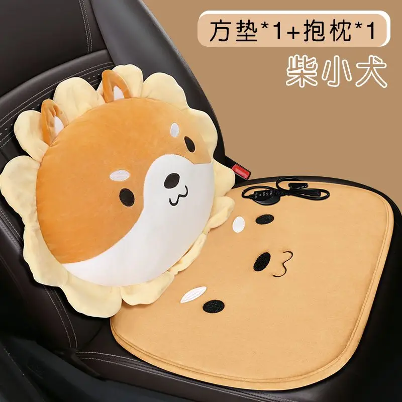 thumbnail image 1 of Cojín calefactor para automóvil, herramientas de felpa de una sola pieza para invierno, fundas de asiento mullidas de dibujos animados de diosa, accesorios para automóvil, 1 of 5