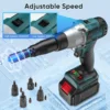 2-IN-1 Cordless Rivet Nut Gun Set (10-24 & 1/4 & 5/16 & 3/8), Portable Battery Powered Pop Rivet Insert Installation Tool Automa 4