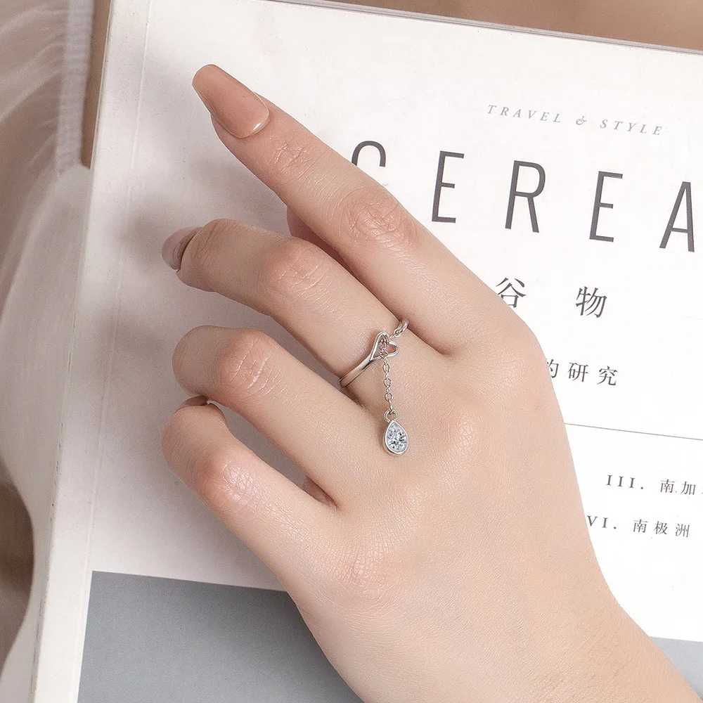 925 Sterling Silver Water Droplets Pendant ​Open Rings For Women Wedding Luxury Vintage Jewelry Wholesale Money 925 Jewellery 4