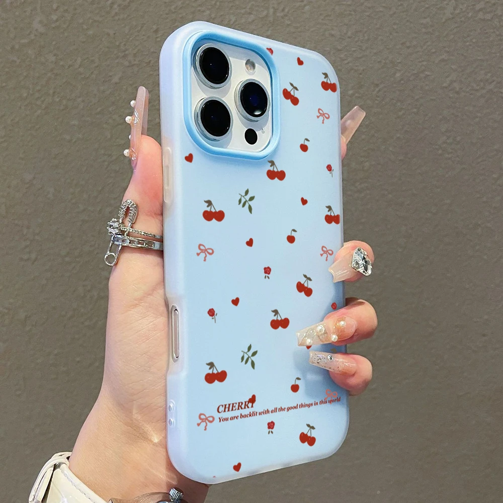 Chic Red Cherry Bow Heart Shockproof Phone Case