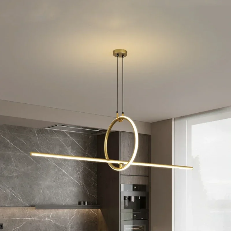 Modern Gold Black Dining Island Pendant Lamp Geometric Pattern LED Lighting Living Bedroom Room House Decor Hanging Chandelier