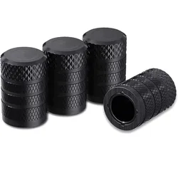 Durable Aluminum Tire Valve Caps - Corrosion Resistant in Various Colors (Black)