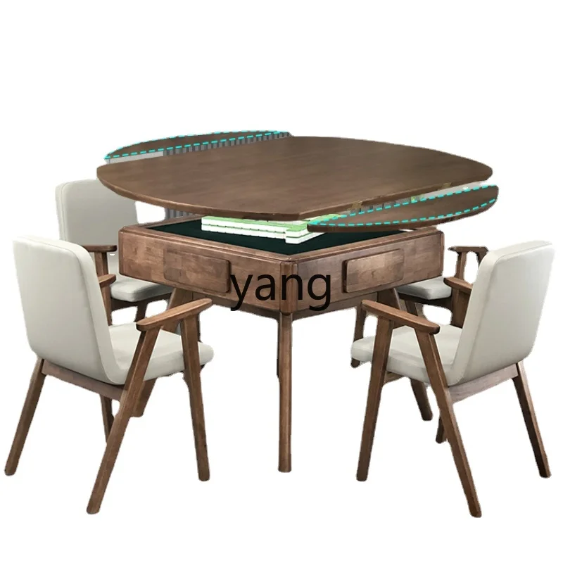 

Yjq Solid Wood Folding Multifunctional Mahjong Machine Automatic Table Dining Table Dual-Use All-in-One Chess and Card Table