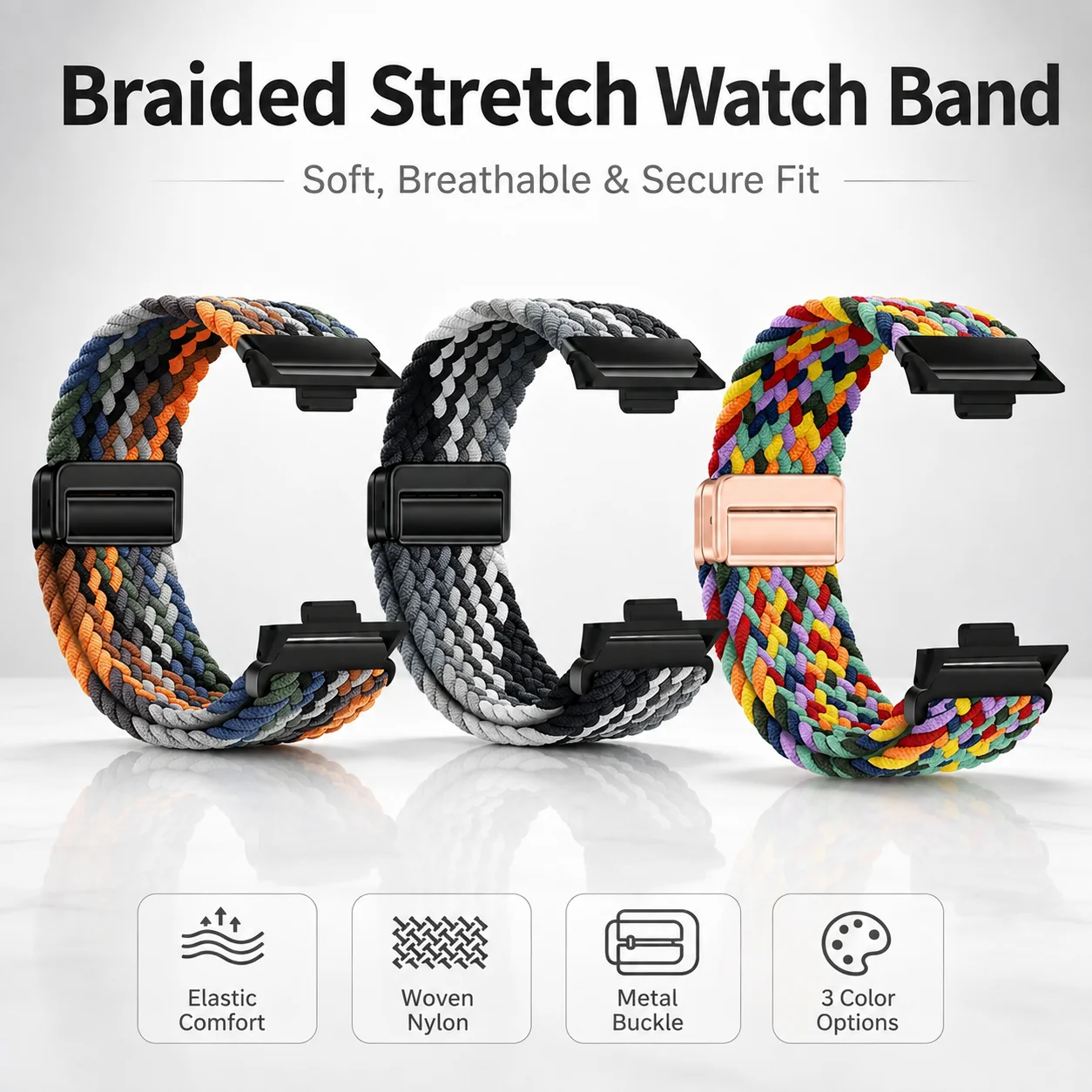Nylon Braided Sport Breathable Replacement Wristband Accessory