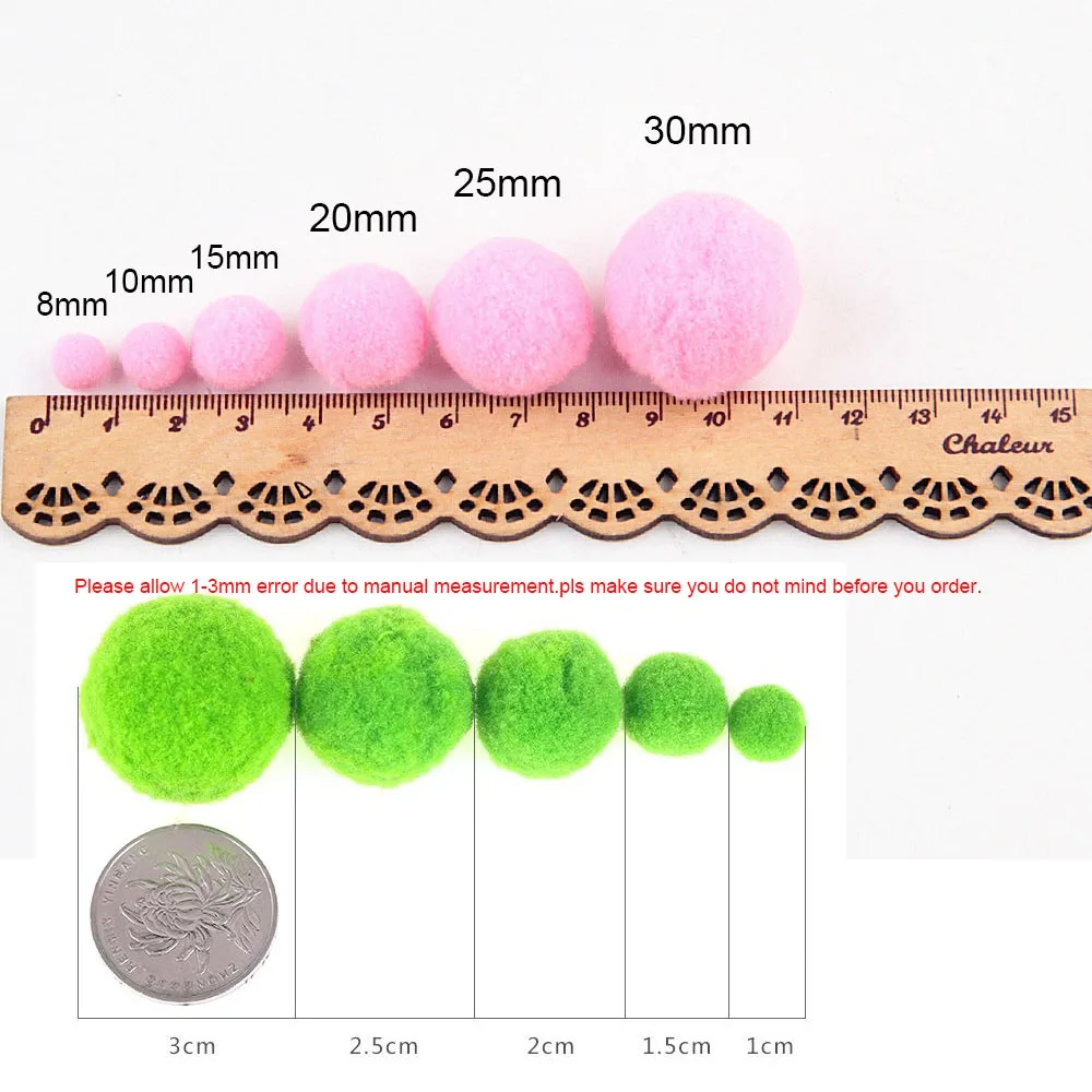 Description Picture 4 of item8mm-30mm Pompom Soft fur Pompones Fluffy Plush Crafts DIY Pompoms ball Home Decor Sewing Supplies Wholesale