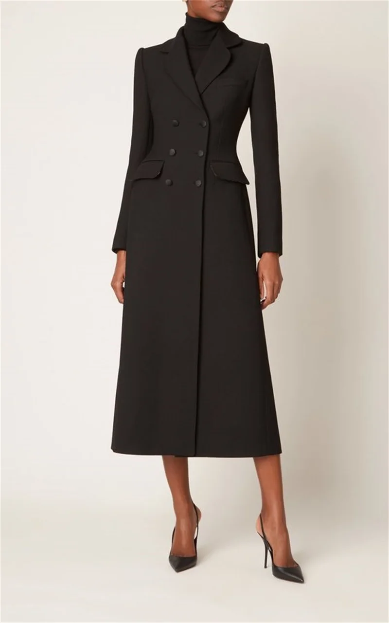

Custom Made Winter Cashmere Women Overcoat Long Jacket Formal Black Wide Cut Green Trench Coat Elegant Ankle Length Prom Dress