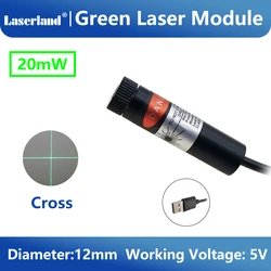 12mm Focusable Green Laser Module with USB Connection for Precision Marking and Embroidery (Cross Single Module)