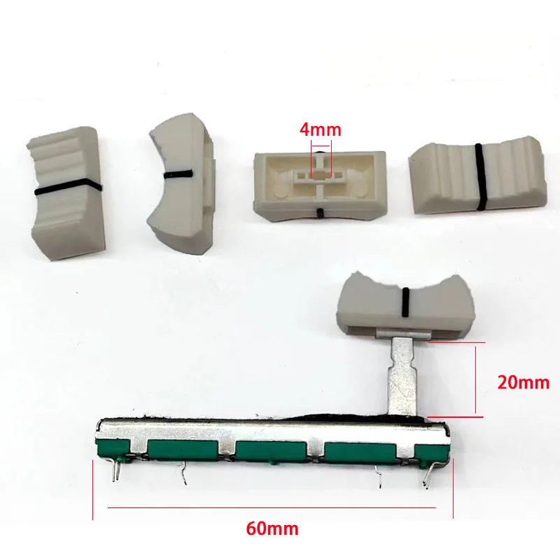 2 Pezzi Adatto Per Akai Yajia Mixing Console B10K B103 Potenziometro Scorrevole Pusher 60Mm Pioneer Pusher Cappello Bianco