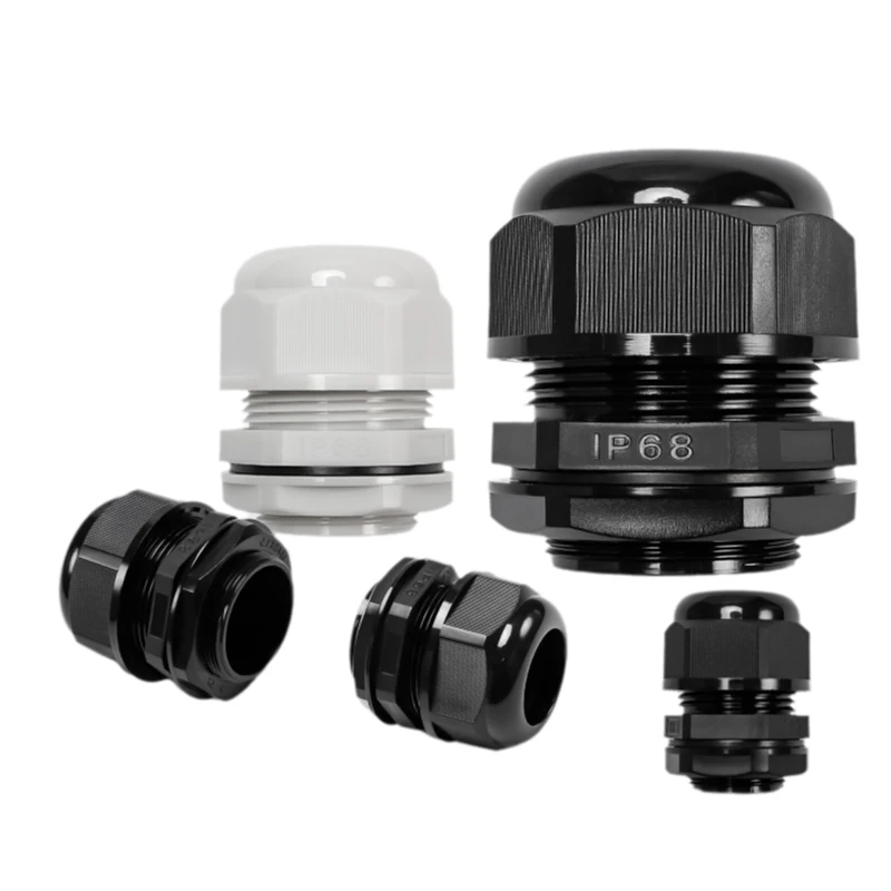 50 ชิ้นกันน้ำเคเบิลแกลนด์สายเคเบิล IP68 PG7 สำหรับ 3-6.5 มิลลิเมตร PG9 PG11 PG13.5 PG16 PG19 PG21 สีขาวสีดำไนลอนพลาสติกตัวเชื่อมต่อ 1