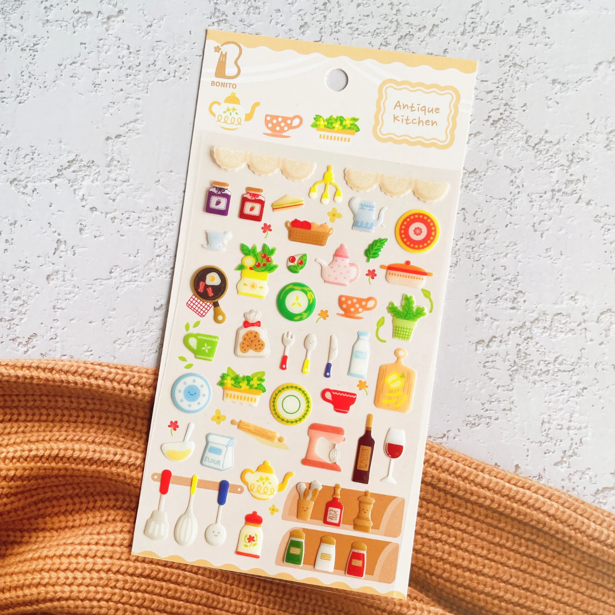 Koreanischer Import Original BONITO Antike Küche 3D Kristall-Aufkleber Scrapbooking DIY Journal Schreibwaren Sticker Deko Kunstbedarf