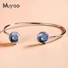 2023 New Arrival Fashion Van Gogh Starry Night Paintings Glass Dome Bangle Cuff Jewelry Handmade Golden Color Bangles 1