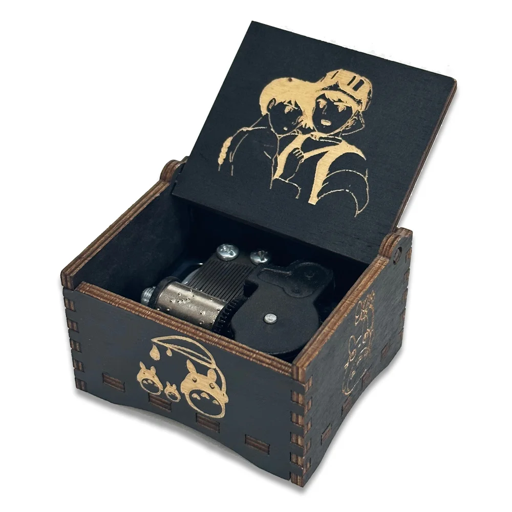 Wooden Music Box Creative Spring Music Box Laser Engraving Gift Giveaway Stall Toy Display