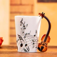 240ml Creative Music Ceramic Mug Guitar Violin Style Cute Coffee Tea Milk Stave Mugs And Cups with Handle Novelty Gifts 4