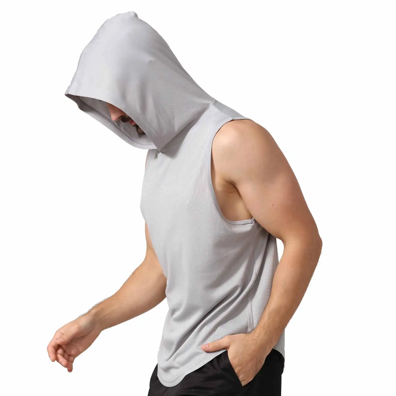 

Men's Quick-Drying Mesh Gym Clothing Basketball Breathable Athleisure Slim Hooded Vest Running Training Sleeveless Vest