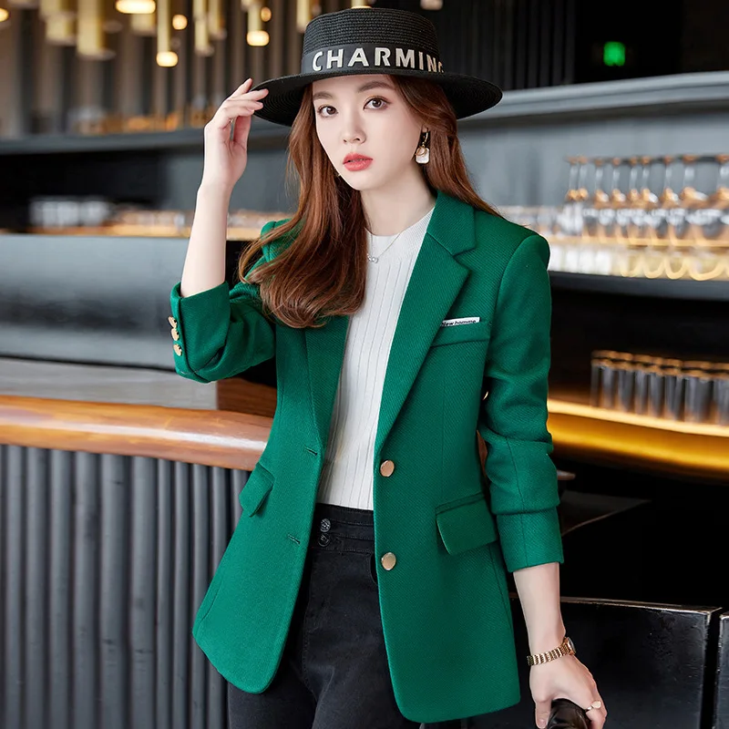 

Fashion New Spring Autumn Women Double Button Midnight Navy Wollen Blazer Office Lady Casual Short Jacket Coat Girl Top Clothing