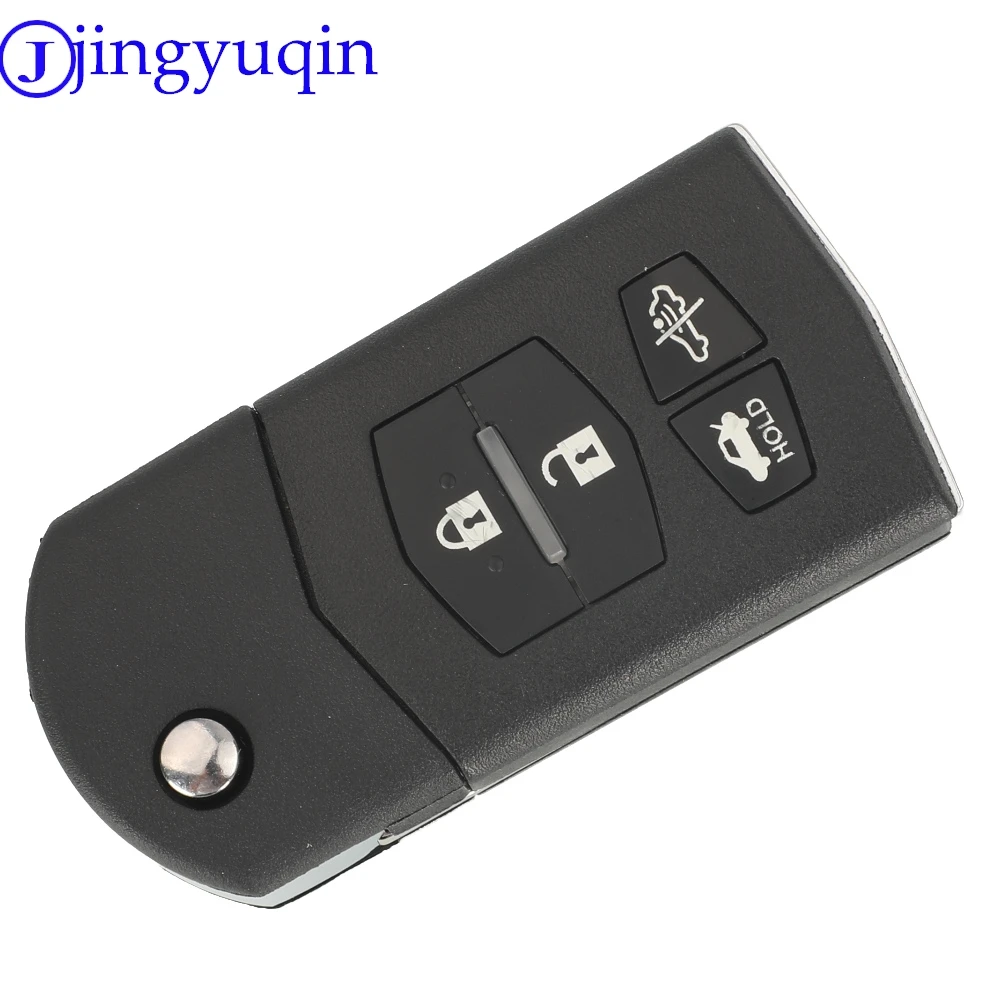 jingyuqin 4 Buttons Remote Folding Flip Car Key Fob Shell Cover Case For Mazda5 EU 2005 2007 CX7 Replacement