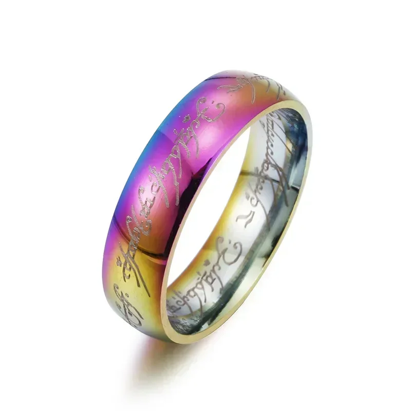 Lord of The Finger Rings Movie with The Same Inside and Outside 3D Engraving Spanish Sanskrit Ring finger ring
