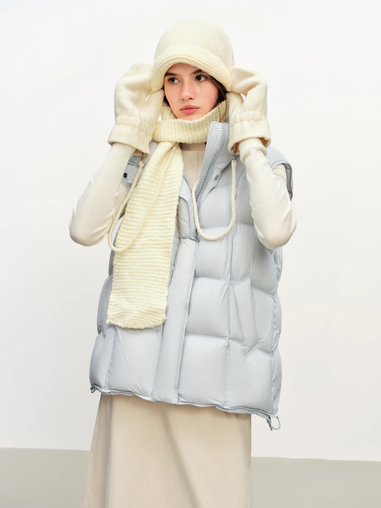 FSLE 2025 Winter Women's Korean Style Stand Collar Puffer Vest - Lightweight Down-Free Design Oversized Cloud-Like Fit Casual