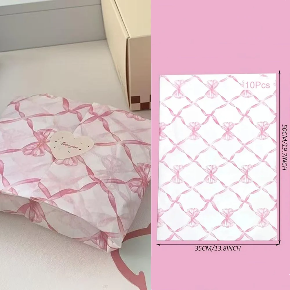 Bowknot Tissue Paper Bow Bouquet Flower Wrapping Paper Cake Baking Gift Wrap Art DIY Crafts Birthday Decor 10pcs