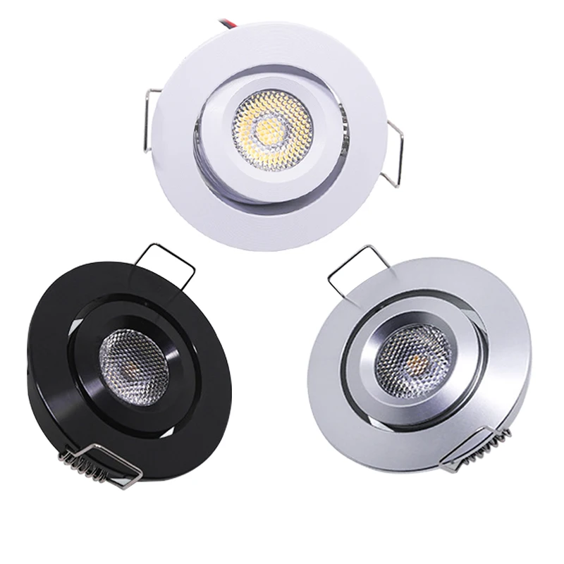 Dimmable LED Spotlight 3W DC12V 24V Recessed Light Adjustable Angle Hole cut  42mm Indoor Light Showcase Cabinet Downlight 3
