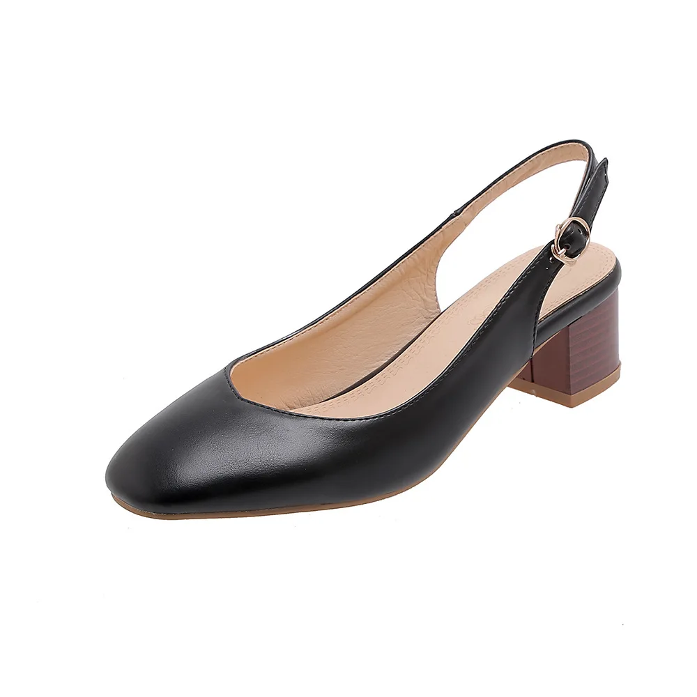 Handmade New Arrival Womens Chunky Heel Pumps Slingback Round-toe Three Colors Large Size 34-52 Evening Party Fashion Prom Shoes