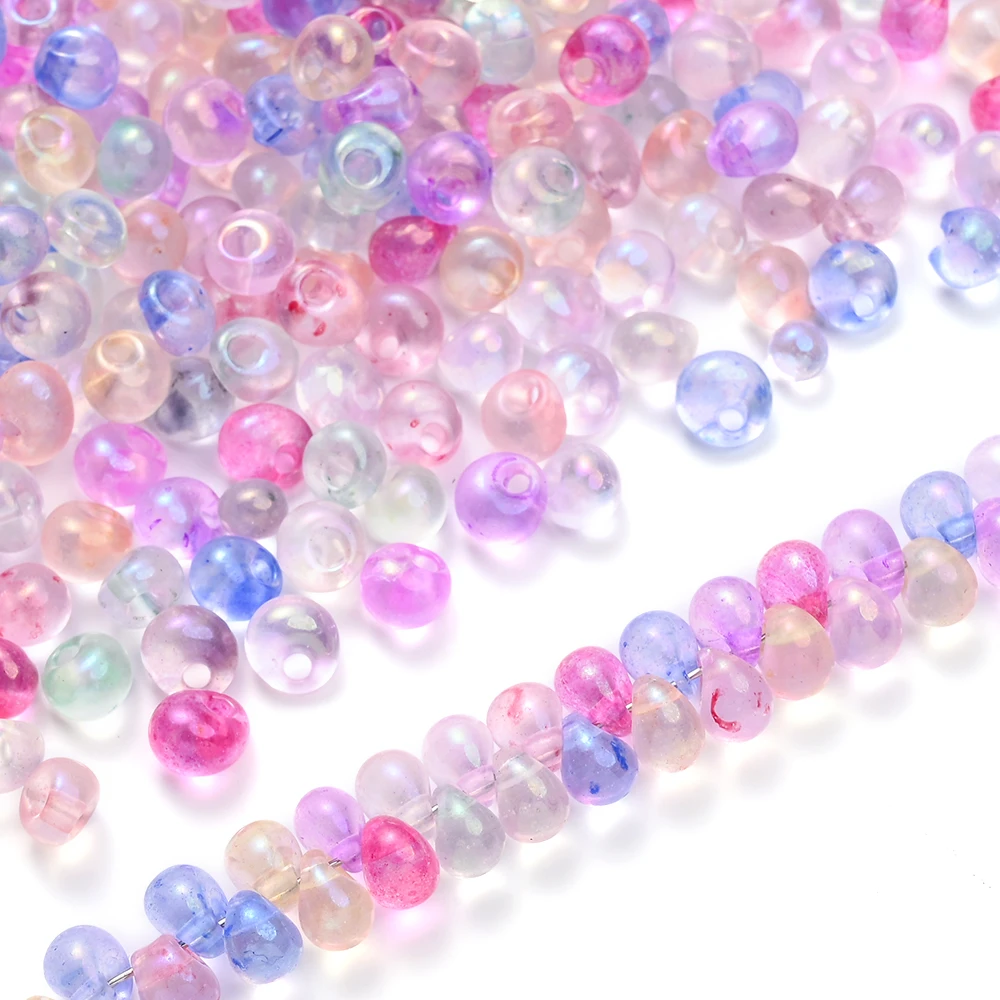 100 Stück 5mm Wassertropfenförmige Glas-Hängeperlen Bunte Tschechische Glasperlen DIY Schmuckherstellung Perlenarmband Halskette – Detail 1