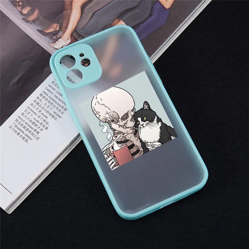 Black Skeleton Pattern Silicone Phone Case with Durable Back Cover