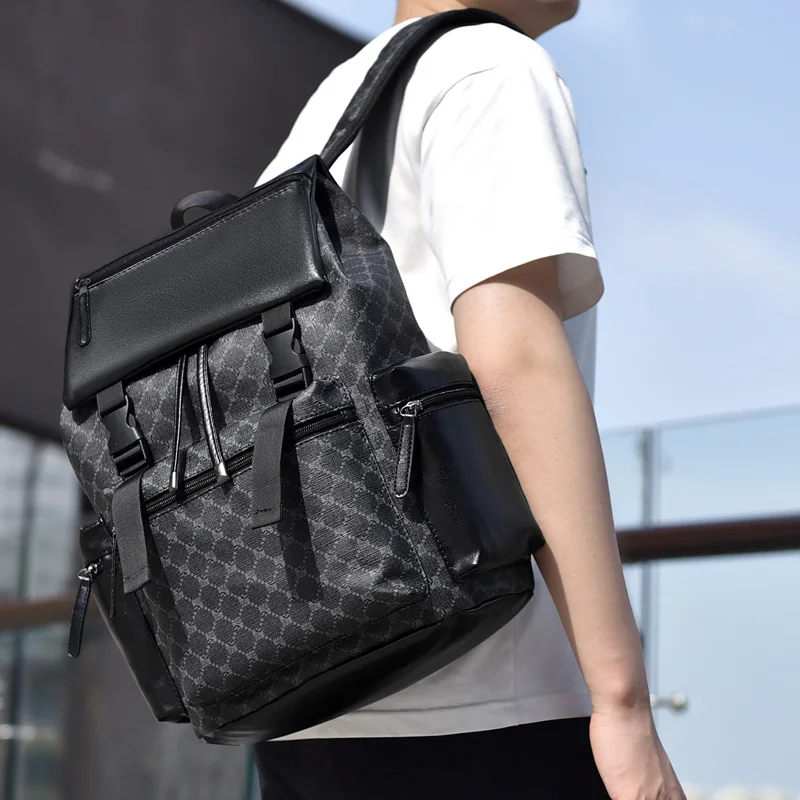 Luxusní podnikání pánské batoh velký schopnost kůže cestovní batoh ležérní student škola batoh vodotěsný muž notebook brašna