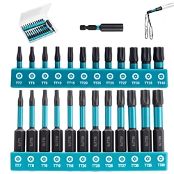 25 - Piece Tamper Proof Magnetic Torx Bit Set with Storage Box - Durable S2 Steel Star Bits (25PCS Torx Bit Set)