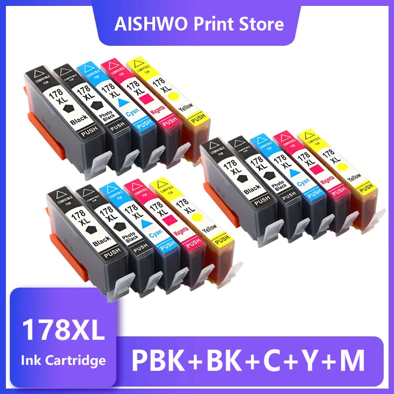 15PCS Compatible Ink Cartridge for HP 178 HP178 178XL Photosmart 5510 5515 6510 7510 B109a B109n B110a Printer | Компьютеры и офис