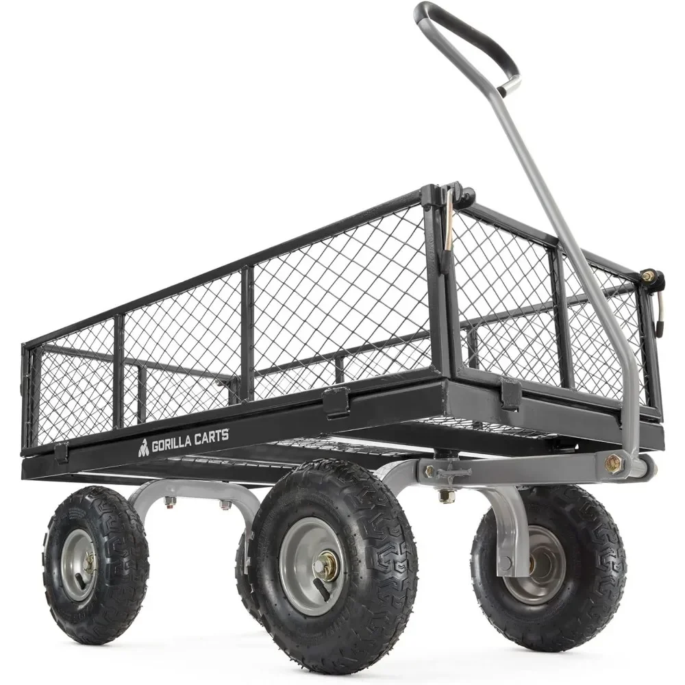 Steel Utility Cart Garden Wagon w/Handle & Removable Sides Up to 800lb 43.8"D x 21.25"W x 21.5"H