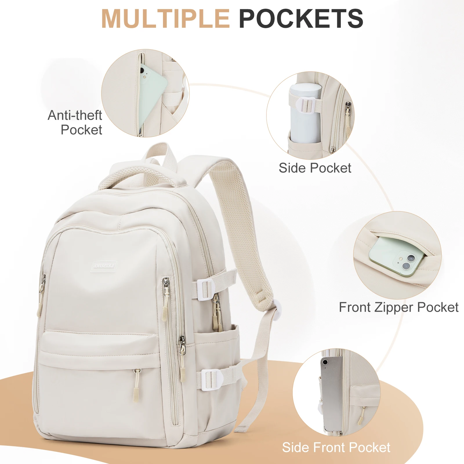 Casual Travel Backpack Anti Theft Daypack，Men Laptop Backpacks 15.6 Inch College School Backpack for Women Bag Bookbag for Teens