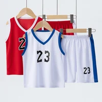 Combinaison de basket-ball d'été pour enfants, gilet de sport pour garçons et filles, short, 23ème beau gilet pour garçons et étudiants, 2 pièces. 4