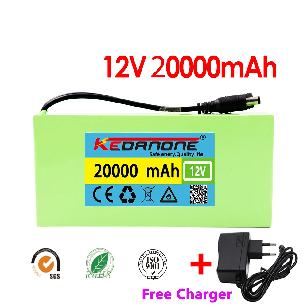

12V 20000mAh Rechargeable Lithium Ion Battery Pack Capacity DC 12.6v 20Ah CCTV Cam Monitor+Free Charger