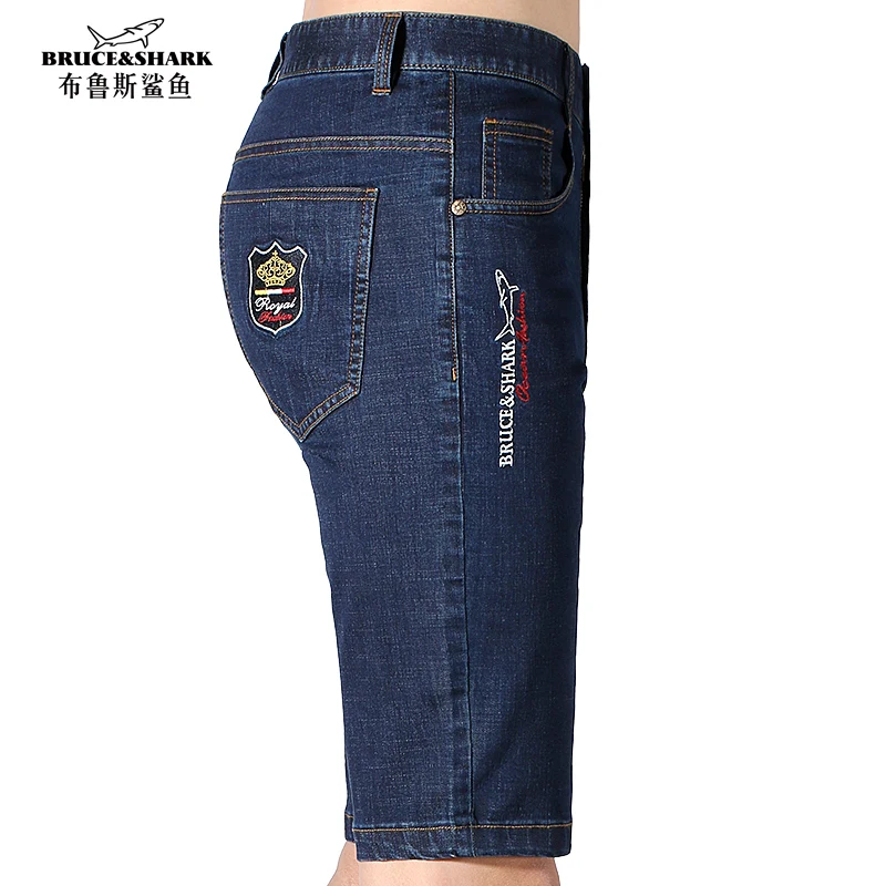 Summer Men's Casual Jeans Shorts Loose Mid Waist Fashion Knee Lenght Denim Short Straight Strecth Jeans Work Wear Big Size 42