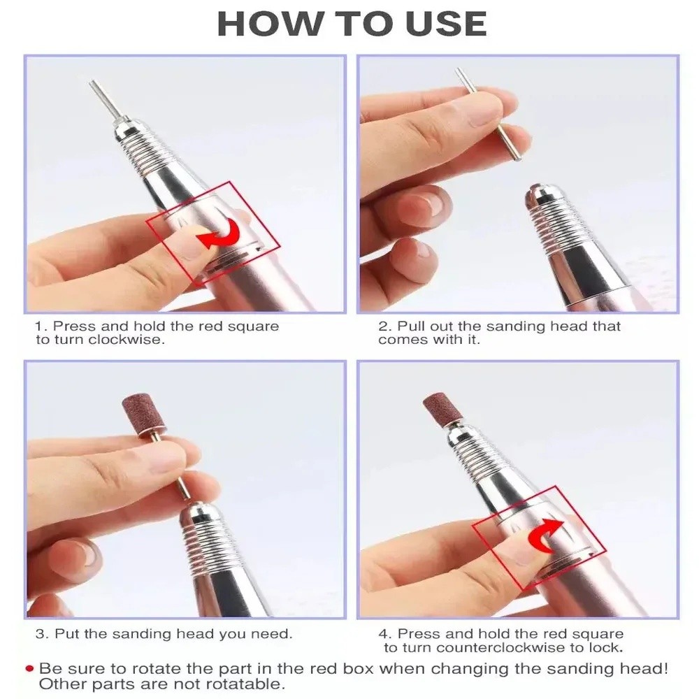 Professional Electric Nail Drill Handle 35000RPM Nail Art Drill Handpiece File Polish Grind Machine Manicure Drill Accessory