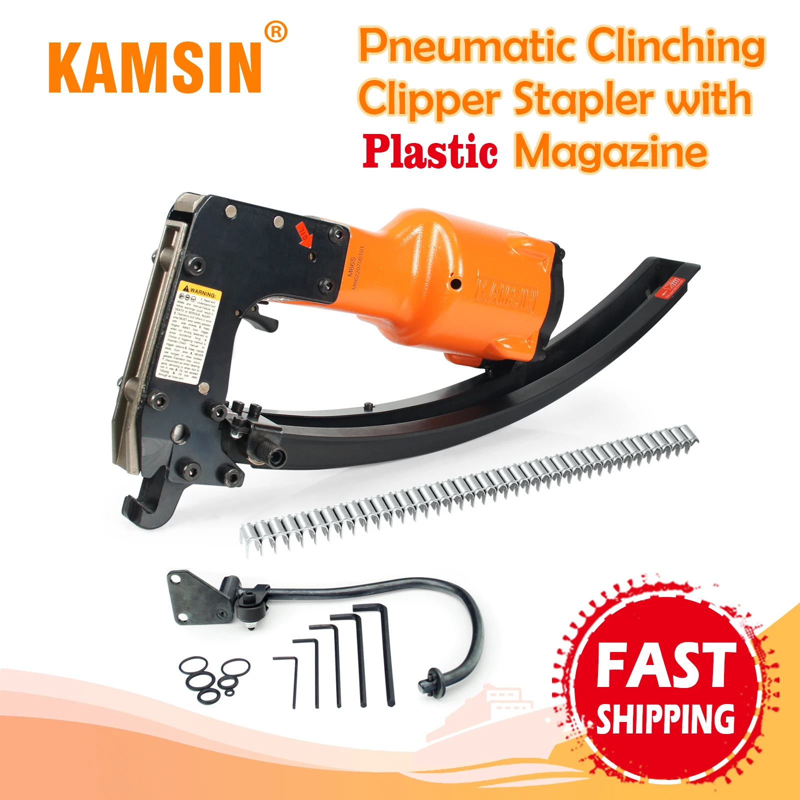 KAMSIN M66S Pneumatic Clinch Clipper, Light Clinching Clipper, Fits 6.2mm Crown Clips,Air-Powered Tool for Car Seat, Animal Cage veterinary orthopedic tta cage titanium implants porous animal tibial tuberosity advancement