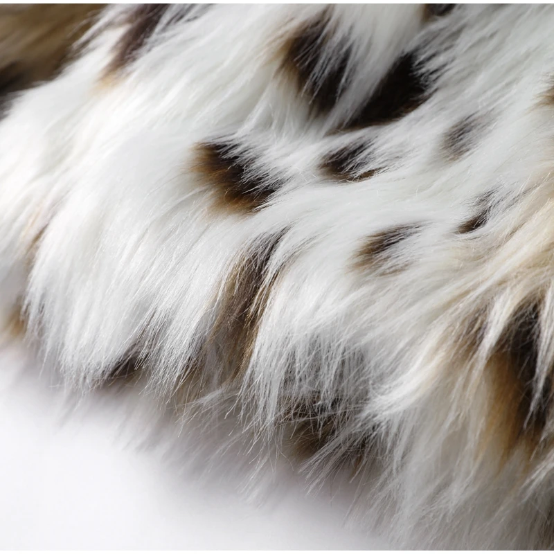 Leopard Print Faux Fur Short Coat Women Fashion Puff Plush Lapel Loose Button Jacket Female Winter Thick Warm Outerwear