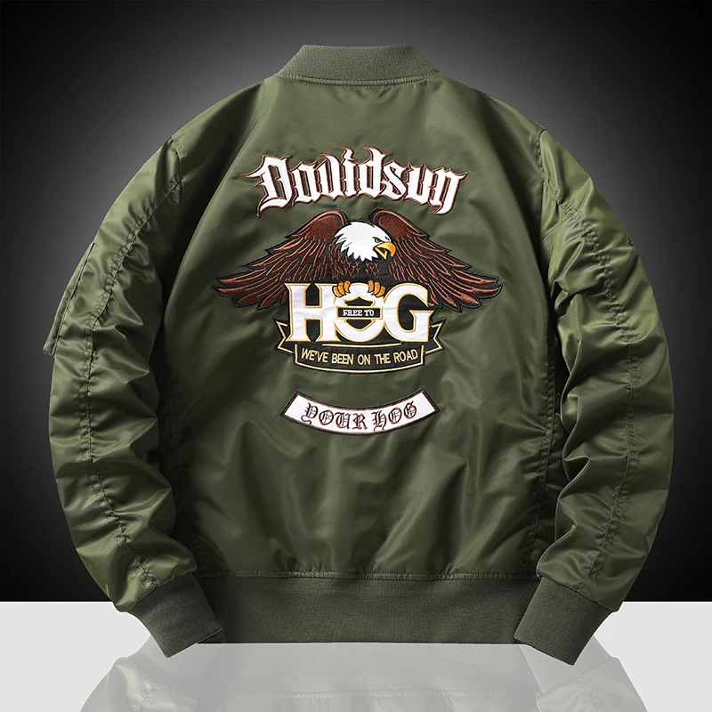Eagle Flight Jacket Men's Workwear Spring and Autumn Pilot Baseball uniform Tactical Flight Suit Embroidered Heavy Industry Blac 3