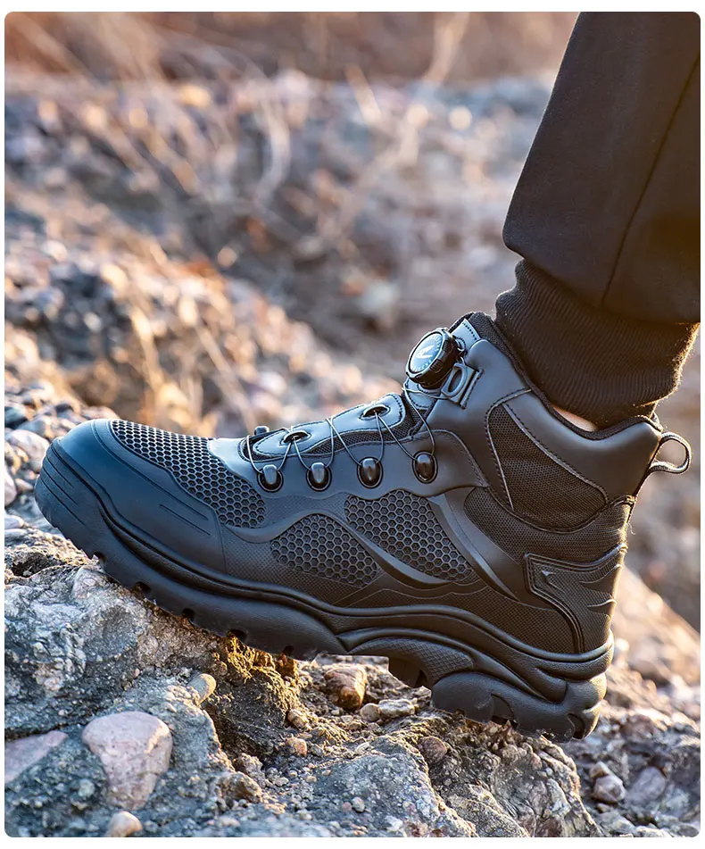 Rotary Buckle New Safety Boots Men Work Sneakers Indestructible Shoes Steel Toe Protective Anti-smash Anti-puncture Safety Shoes
