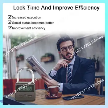 A17Z Smart Time Lock LCD Display Electronic Timer Switch Padlock Travel Electronic Timer-Silver 1