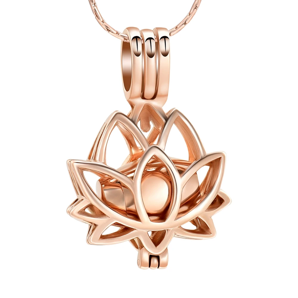 Hollow Lotus Cremation Necklace With Mini Urns For Human/Pet Ashes Stainless Steel Woman Jewelry Memorial Pendant