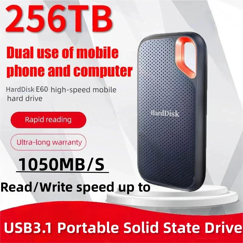 thumbnail image 1 of Para Xiaomi Disco duro móvil SSD E60 1TB 2TB 256TB USB 3.1 HD Disco duro externo para computadora portátil PS5 Disco duro móvil HDD Almacenamiento, 1 of 5