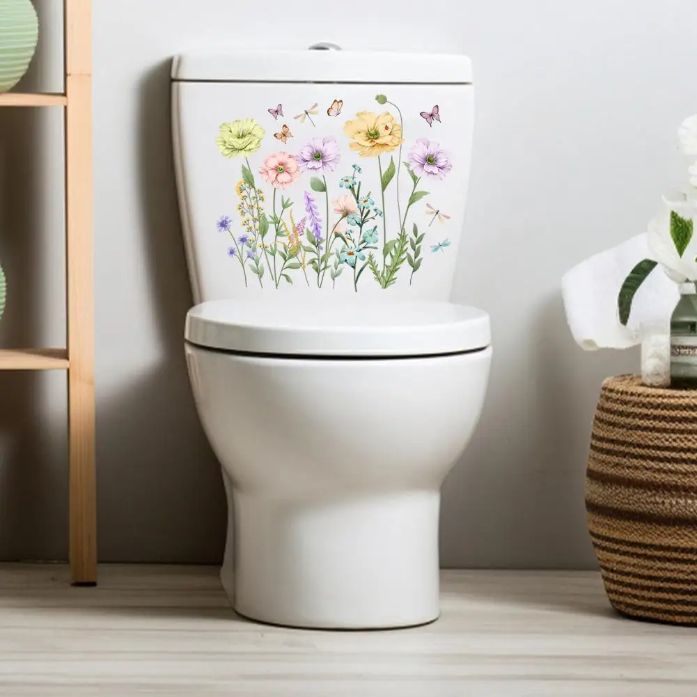 

High-quality Decals Vibrant Flower Butterfly Toilet Sticker Easy Application Long-lasting Adhesion for Non-fading for Toilets