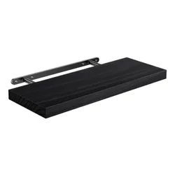 Elegant Wooden Floating Wall Shelf - Deep and Sturdy Storage Solution (Black)