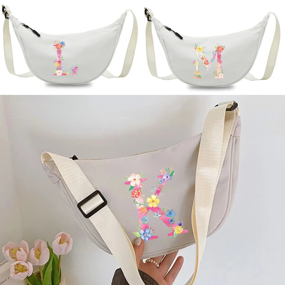 Crossbody Bag Nylon Material Chest Bag Outdoor Travel Waterproof Tote Fashion Lovely Messenger Crossbody Bags Pink Pattern